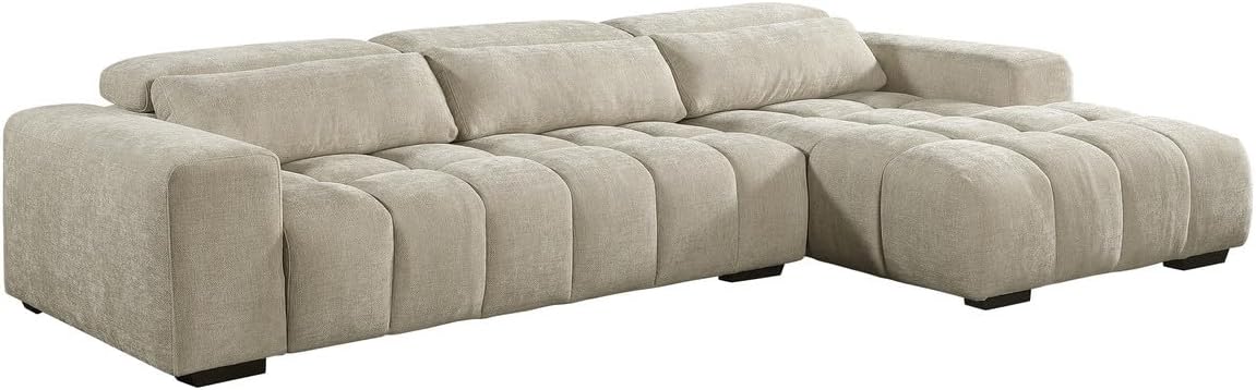 Cozy Chenille Sectional Sofa 🛋️ Adjustable Backrest & Spacious Comfort ✨