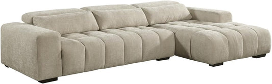 Cozy Chenille Sectional Sofa 🛋️ Adjustable Backrest & Spacious Comfort ✨