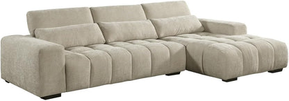 Cozy Chenille Sectional Sofa 🛋️ Adjustable Backrest & Spacious Comfort ✨