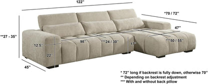 Cozy Chenille Sectional Sofa 🛋️ Adjustable Backrest & Spacious Comfort ✨