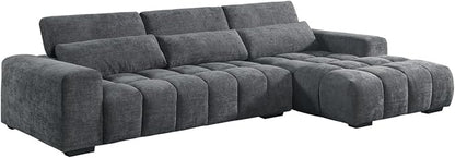 Cozy Chenille Sectional Sofa 🛋️ Adjustable Backrest & Spacious Comfort ✨