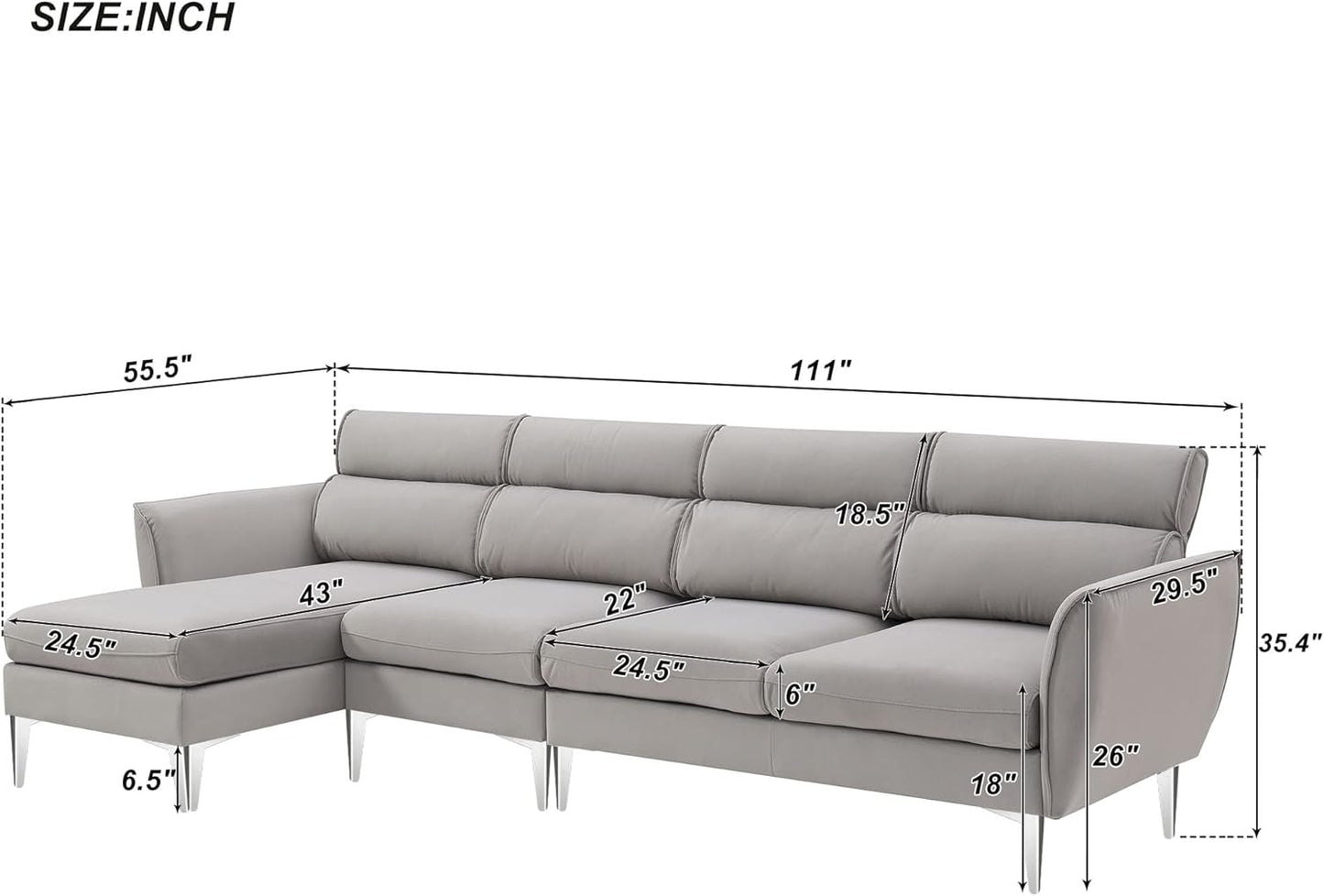 Convertible Flannel Sectional Sofa 🛋️ Cozy Comfort & Adjustable Chaise ✨