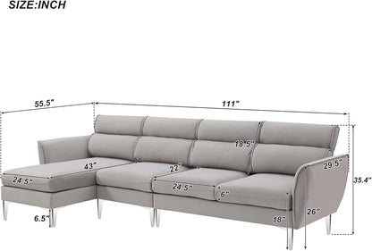 Convertible Flannel Sectional Sofa 🛋️ Cozy Comfort & Adjustable Chaise ✨