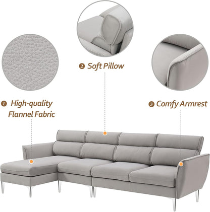 Convertible Flannel Sectional Sofa 🛋️ Cozy Comfort & Adjustable Chaise ✨