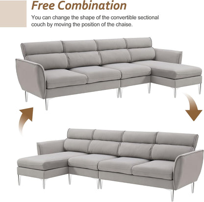 Convertible Flannel Sectional Sofa 🛋️ Cozy Comfort & Adjustable Chaise ✨