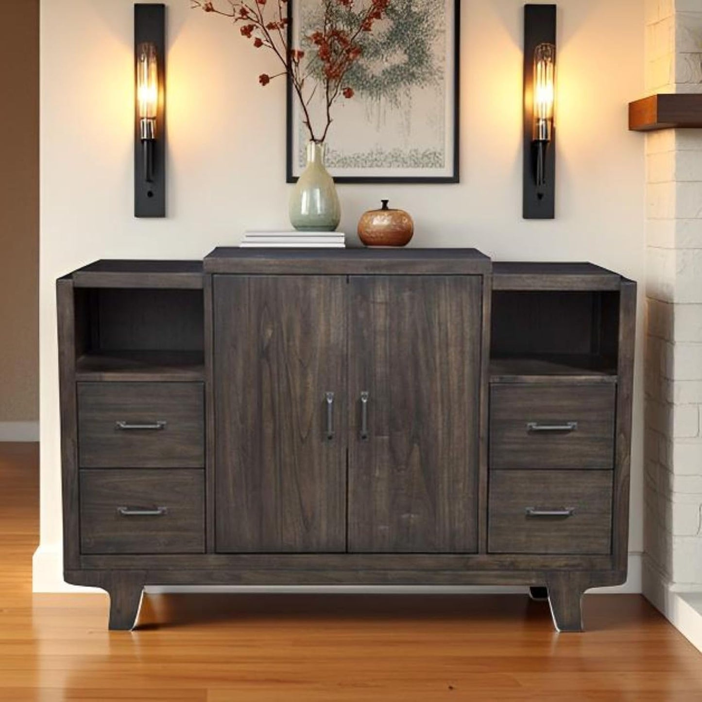 Farmhouse Sideboard Cabinet 🏡 Rustic Storage Organizer
